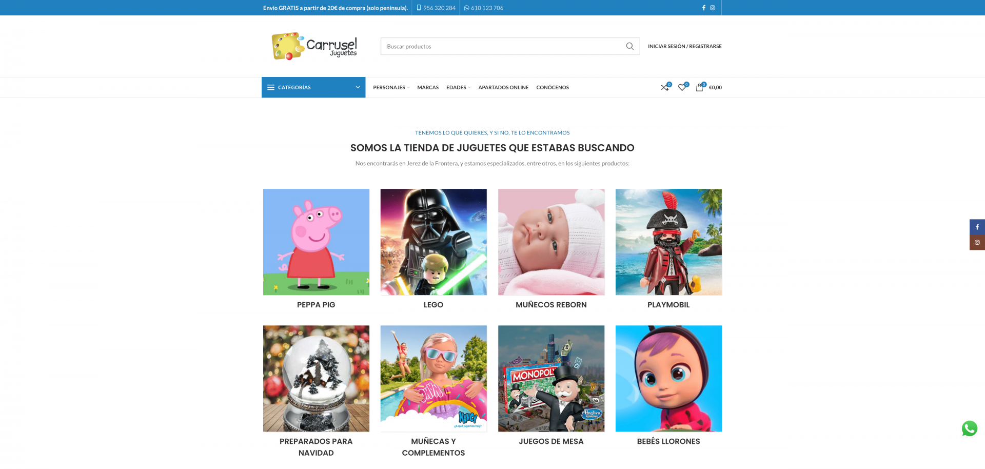 pagina principal del desarrollo web para carrusel juguetes
